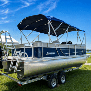 Lake Anna Tritoon Boat Rental 150 HP, Seats Up to 12, Blue/Champagne (#15)